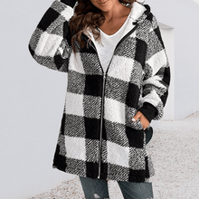 Load image into Gallery viewer, Hoodie Plaid Loose Overcoat
