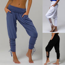 Load image into Gallery viewer, Lace-up Bandage Elastic Waist Jogger Pants Yoga Leggings
