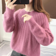 Load image into Gallery viewer, Cashmere Solid Color Fluffy Knitting Sweater
