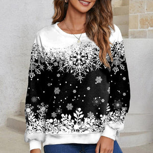 Women Xmas Snowflake Print Pullover