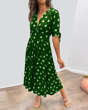 Load image into Gallery viewer, Deep V-neck polka-dot dress
