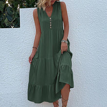 Load image into Gallery viewer, Button Detail Layered Hem Smock Dress
