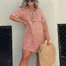 Load image into Gallery viewer, Denim Skirt Dress with Fringed Hem
