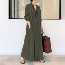 Load image into Gallery viewer, Button Down Solid Long Shirt Dress
