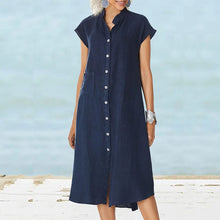 Load image into Gallery viewer, Women&#39;s Button-down Cotton Linen Loose Dress
