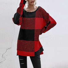 Load image into Gallery viewer, Plaid Contrast Knit Sweater
