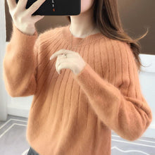Load image into Gallery viewer, Cashmere Solid Color Fluffy Knitting Sweater
