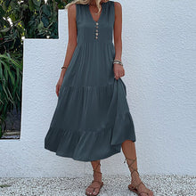 Load image into Gallery viewer, Button Detail Layered Hem Smock Dress
