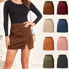 Load image into Gallery viewer, Women&#39;s High Waist Faux Suede Bodycon Mini Skirt
