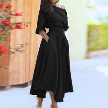 Load image into Gallery viewer, Curb Waist Temperament Solid Color Dress
