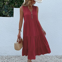 Load image into Gallery viewer, Button Detail Layered Hem Smock Dress

