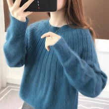 Load image into Gallery viewer, Cashmere Solid Color Fluffy Knitting Sweater

