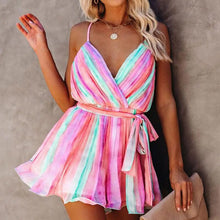 Load image into Gallery viewer, Rainbow Color Cami Mini Dress
