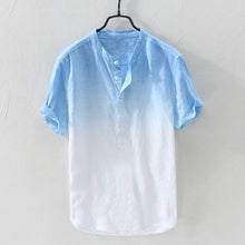 Load image into Gallery viewer, Men&#39;s Solid Color Thin Breathable Gradient Collar Cotton Linen Top
