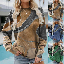 Load image into Gallery viewer, Geometric Loose Print Long Sleeve Crew Neck Sweatshirt
