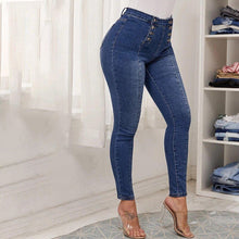 Load image into Gallery viewer, Double Breasted High Waist Skinny Jeans
