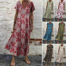 Load image into Gallery viewer, Women&#39;s Vintage Short Sleeve Maxi Dress
