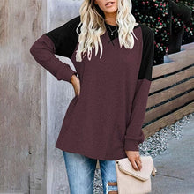 Load image into Gallery viewer, Round Neck Long Sleeve Color Block T-Shirt
