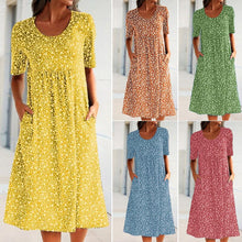 Load image into Gallery viewer, Floral Crew Neck Beach Dress
