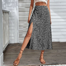 Load image into Gallery viewer, Women&#39;s Floral Print Side Slit Midi Long Boho Skirt
