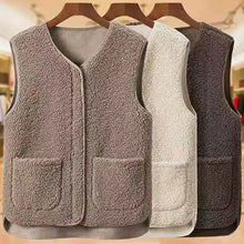 Load image into Gallery viewer, Ladies Faux Sherpa Sleeveless V-Neck Vest
