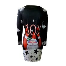 Load image into Gallery viewer, Long Sleeve Round Neck Pullover Christmas Print Sexy Pack Hip Dress
