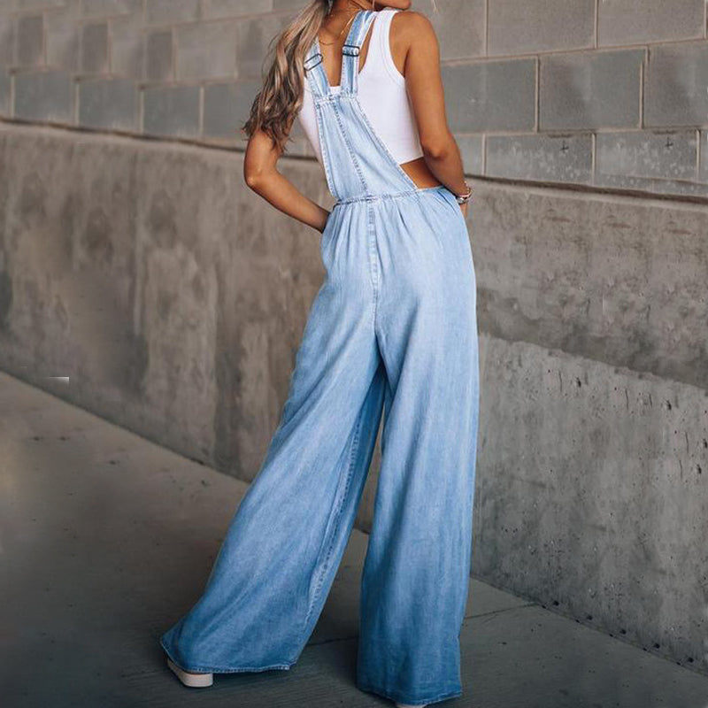 Sleeveless Denim Bib Pants