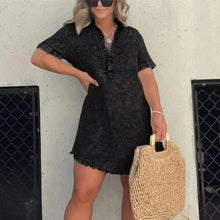 Load image into Gallery viewer, Denim Skirt Dress with Fringed Hem

