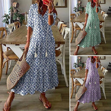 Load image into Gallery viewer, Loose V Neck Printed Long Dress
