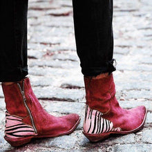 Load image into Gallery viewer, Casual Pointed Toe Zebra-Striped Boots
