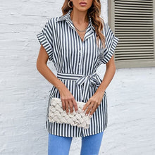 Load image into Gallery viewer, Women&#39;s Summer Striped Short Sleeve T Shirt Dress
