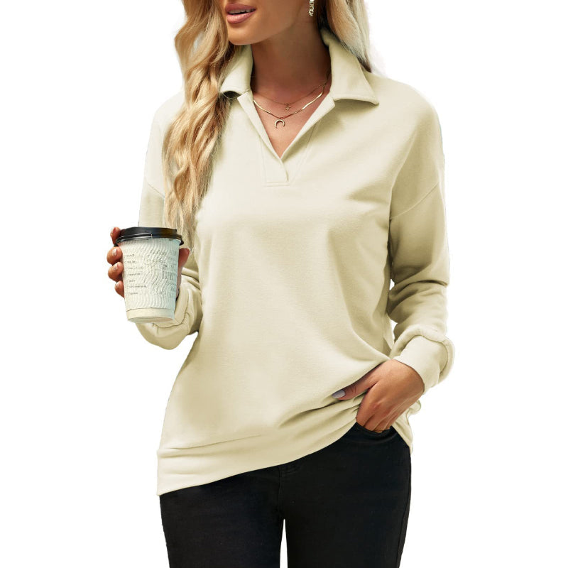 Solid Colour Long Sleeve Loose T-shirt