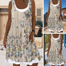 Load image into Gallery viewer, Printed Sleeveless Crewneck Dress
