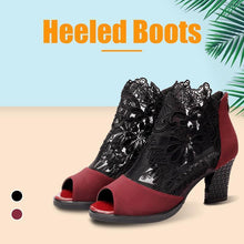 Load image into Gallery viewer, Lace Mesh Insert Chunky Heeled Boots
