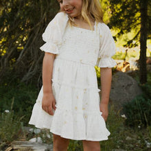 Load image into Gallery viewer, Children&#39;s Square Neck Lantern Sleeve Floral Plaid Dress
