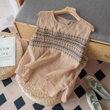 Load image into Gallery viewer, Summer Embroidered Loose Linen Vest
