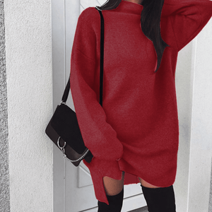 Turtleneck Slit Sweater