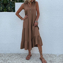 Load image into Gallery viewer, Button Detail Layered Hem Smock Dress
