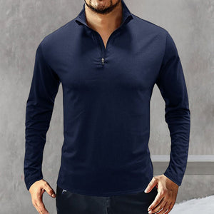 High-neck Long-sleeved Zippered T-shirt