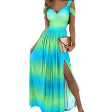 Load image into Gallery viewer, Off-the-shoulder V-neck Slit Dress
