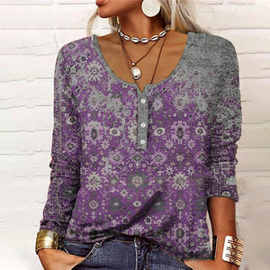 U Neck Button T-Shirt