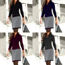 Load image into Gallery viewer, Long Sleeve V-neck Color Block Dress
