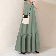 Load image into Gallery viewer, V-Neck Solid Color Sleeveless Pocket Long Dress
