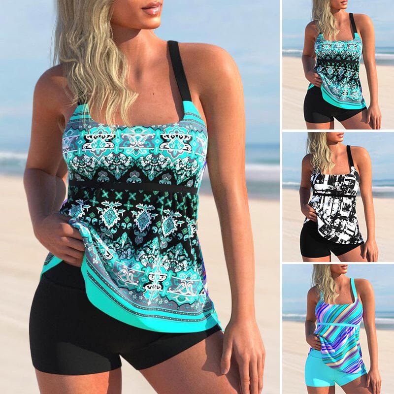Two-piece Swimsuit with a Boxer Print