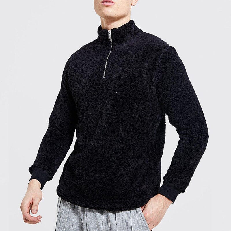 Mens Fuzzy Sherpa Pullover Long Sleeve Fleece Sweatshirts