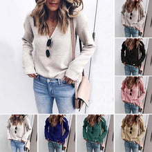 Load image into Gallery viewer, Fashionable V-neck Knitted Sweater
