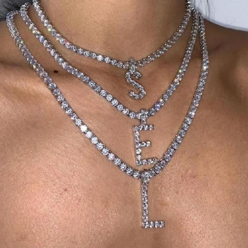 Alphabet Rhinestone Necklace