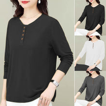 Load image into Gallery viewer, Solid Color Versatile Round Neck Tops
