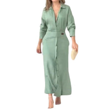 Load image into Gallery viewer, Solid Color Long Sleeve Lapel Dress
