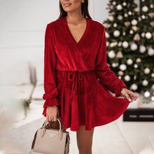 Load image into Gallery viewer, Flared Sleeve Velvet Dress

